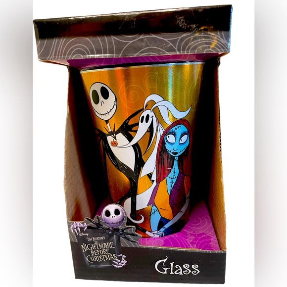 DISNEY NIGHTMARE BEFORE CHRISTMAS GLASS Metallic Orange with Graphics Reusable - Picture 1 of 6